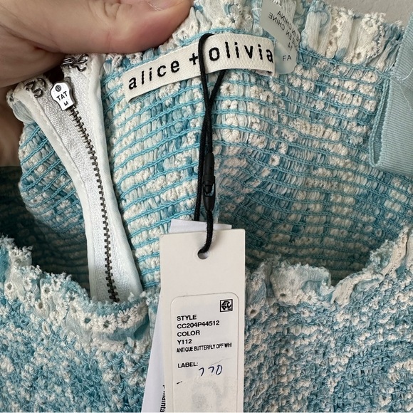 NWT Alice+Olivia Jocelyn Floral Smocked Cotton Ruffle Mini Dress SZ US 14 - Picture 7 of 10